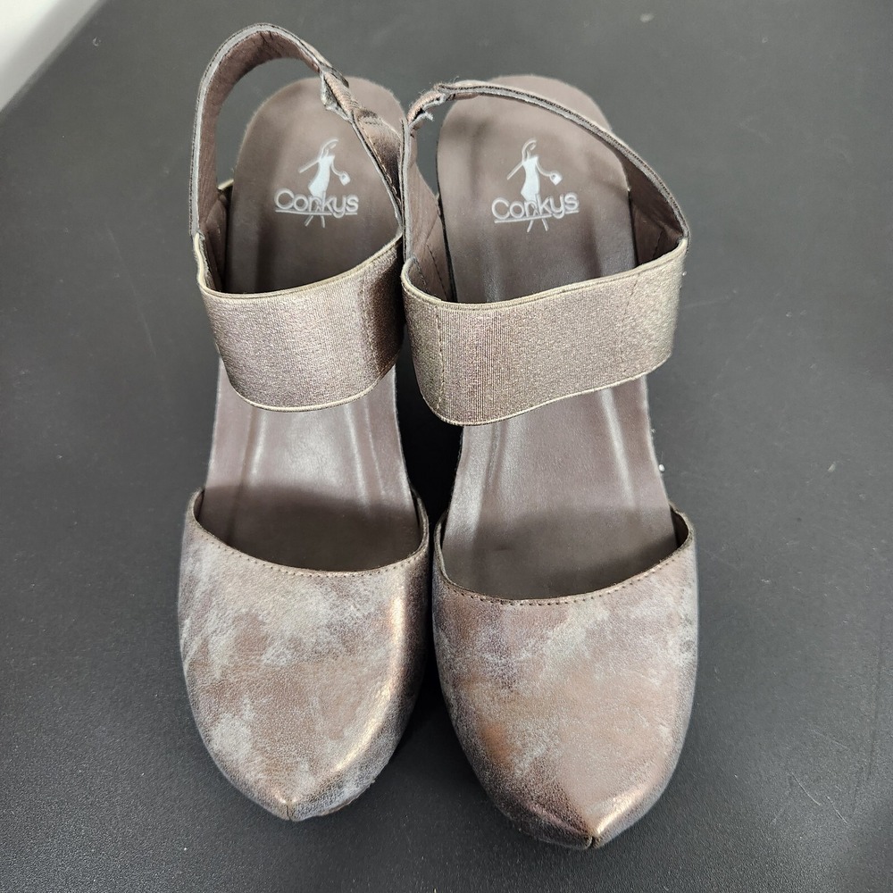 Corkys Timeout Metallic wedge shoes Womens Sz 8 - Picture 7 of 8